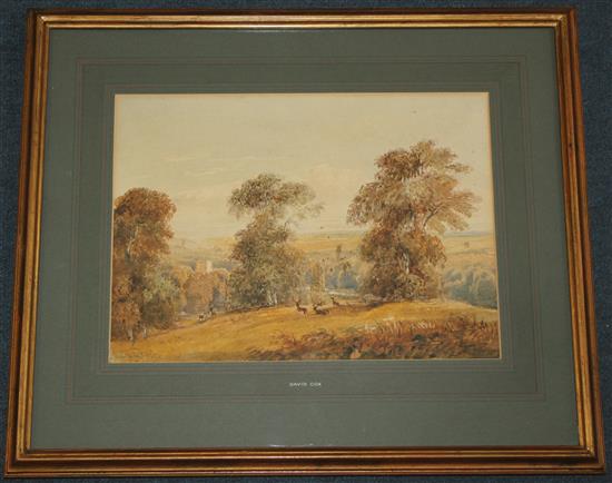 David Cox (1809-1885) Deer Park and Study of a church, 9 x 12in. and 6 x 9in.